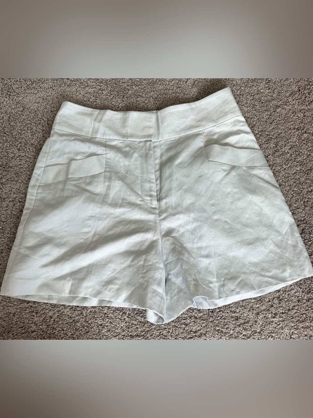 Club Monaco High-Waist Light Blue Linen Blend Shorts